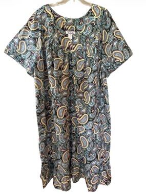 NWOT HOUSEDRESS MUU MUU ANTHONY RICHARDS PAISLEY FRONT POCKETS SIZE 6X VINTAGE